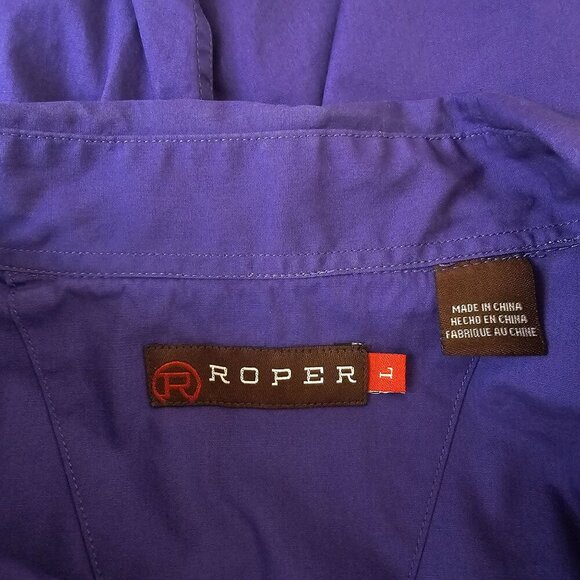 Roper Mens Purple Western Shirt 100% Cotton Long Sleeve With Snap Buttons, L - Picture 3 of 9